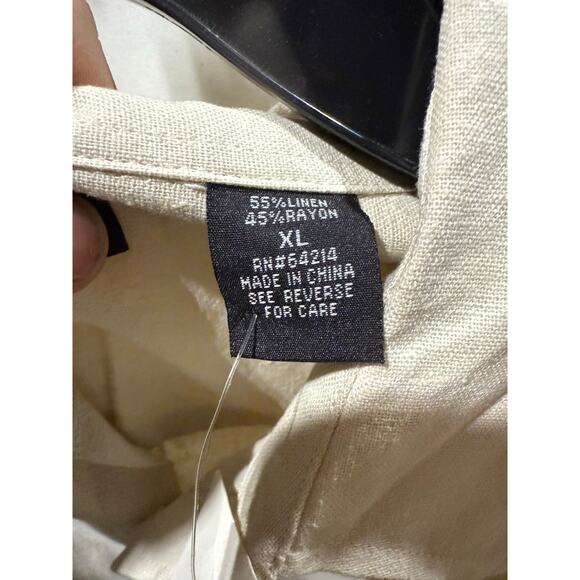 GACHU Short-Sleeve Button-Up Shirt-Ivory w/ Brown, Tan & White-Size XL - Picture 4 of 8